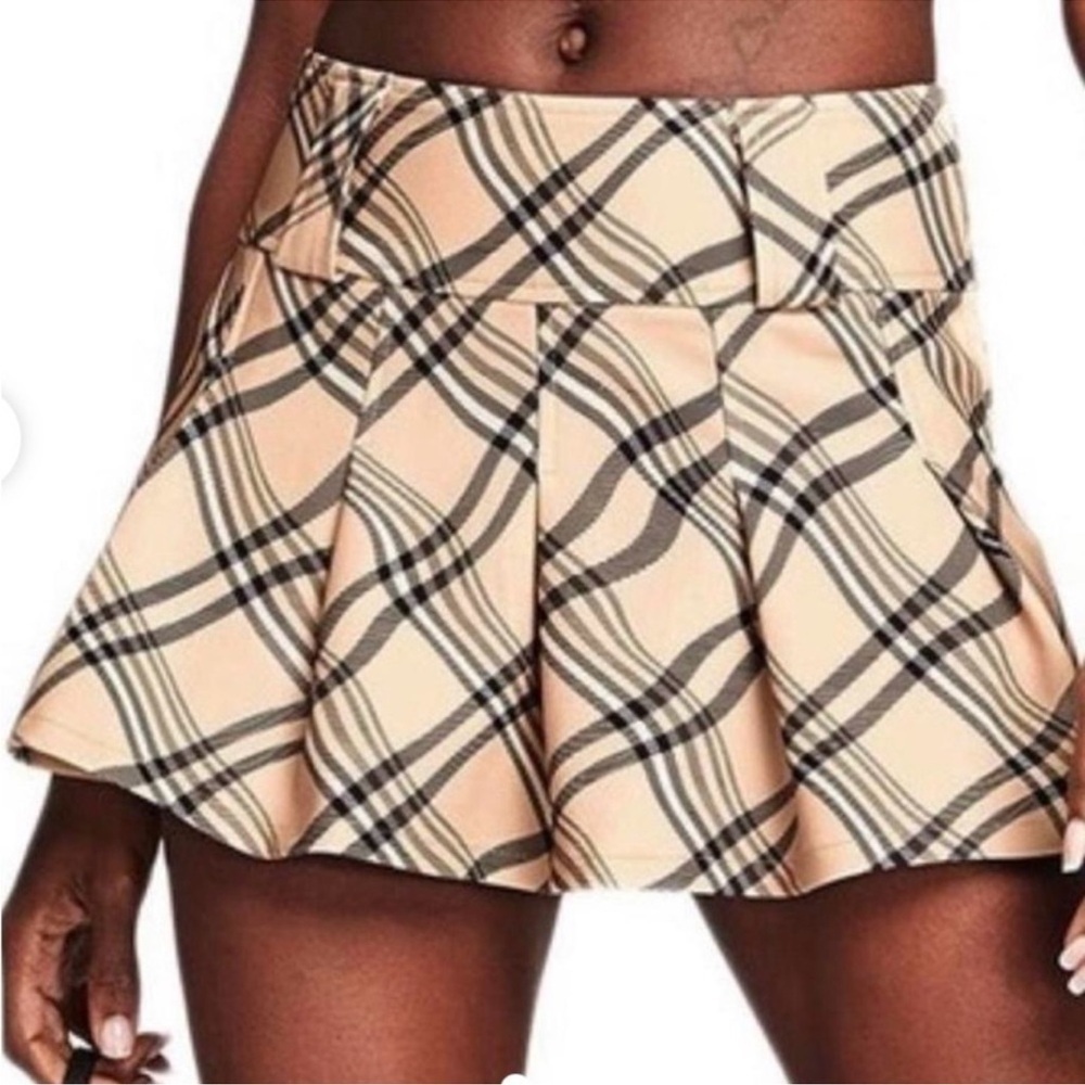 I.AM.GIA Beige Plaid Skater Skirt
